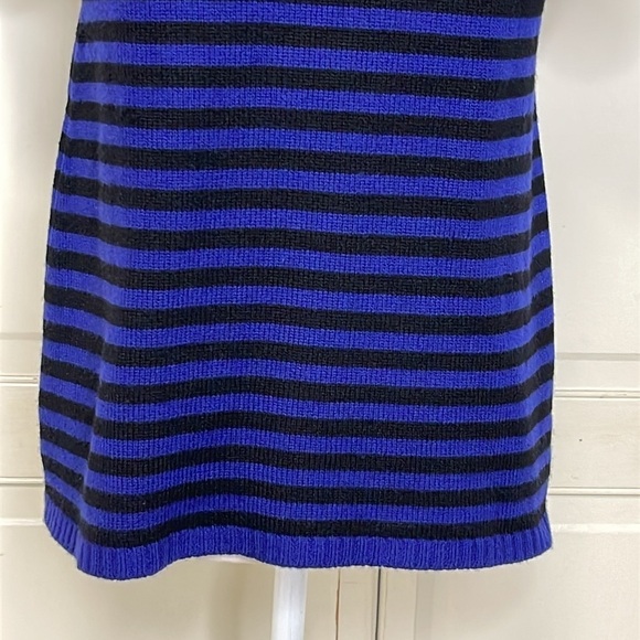 Theory Womens Christobal Cashmere Striped Blue Mock Neck Ribbed Trim Sweater Top - Picture 8 of 11